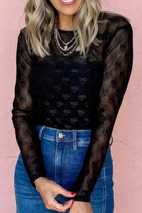 Bow Round Neck Long Sleeve Top - 7DAY'S