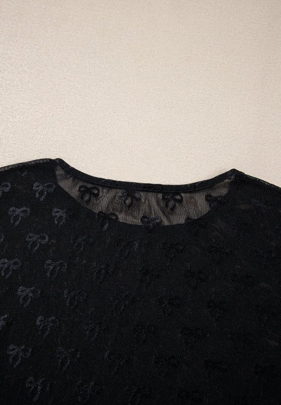 Bow Round Neck Long Sleeve Top - 7DAY'S