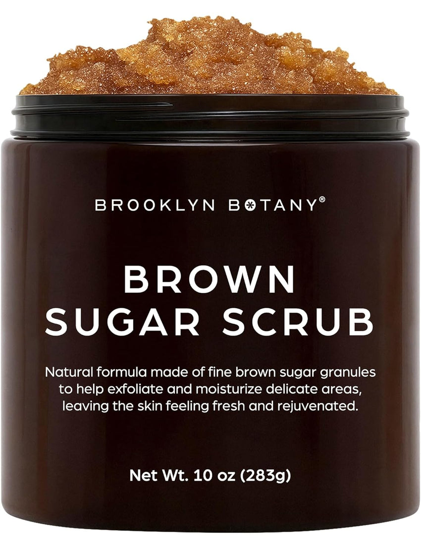 Brooklyn Botany Brown Sugar Body Scrub - Moisturizing and Exfoliating Body, Face, Hand, Foot Scrub - Fights Acne, Fine Lines & Wrinkles, Great Gifts For Women & Men - 10 oz - 7DAY'S