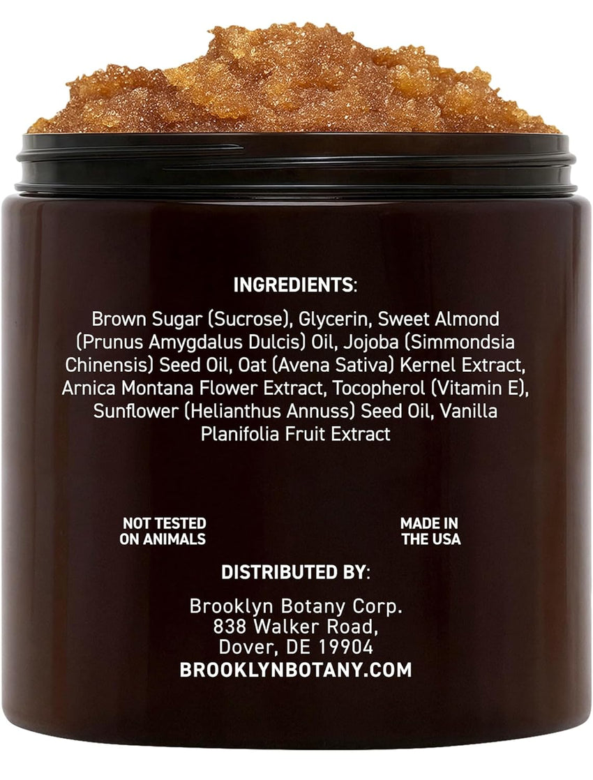 Brooklyn Botany Brown Sugar Body Scrub - Moisturizing and Exfoliating Body, Face, Hand, Foot Scrub - Fights Acne, Fine Lines & Wrinkles, Great Gifts For Women & Men - 10 oz - 7DAY'S