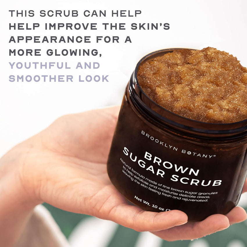 Brooklyn Botany Brown Sugar Body Scrub - Moisturizing and Exfoliating Body, Face, Hand, Foot Scrub - Fights Acne, Fine Lines & Wrinkles, Great Gifts For Women & Men - 10 oz - 7DAY'S