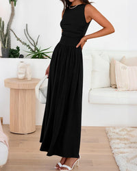 BTFBM Summer Maxi Dresses for Women 2025 Sleeveless Casual Ruched High Waisted Tank Long Sundress Flowy Beach Fall Dress - 7DAY'S