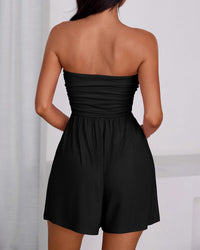 BTFBM Summer Womens Romper 2025 Strapless Tube Top Beach Vacation Clothes Ruffle Boho Loose Shorts Jumpsuits Pockets - 7DAY'S