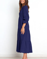 BTFBM Women Casual Long Sleeve Crew Neck Fall Dress Bohemian Relaxed Fit Floral Flowy Maxi Dresses Tiered Cocktail Dress - 7DAY'S