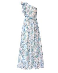 BTFBM Women Summer One Shoulder Floral Wedding Guest Dresses Sleeveless Smocked Ruffle Flowy Beach Vacation Maxi Dress - 7DAY'S