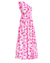 BTFBM Women Summer One Shoulder Floral Wedding Guest Dresses Sleeveless Smocked Ruffle Flowy Beach Vacation Maxi Dress - 7DAY'S