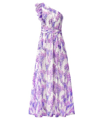 BTFBM Women Summer One Shoulder Floral Wedding Guest Dresses Sleeveless Smocked Ruffle Flowy Beach Vacation Maxi Dress - 7DAY'S