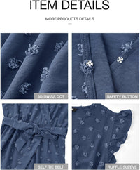 BTFBM Women V Neck Summer Dress 2025 Cap Sleeve Swiss Dot Boho Flowy Ruffle Slit Beach Party Long Maxi Cocktail Dresses - 7DAY'S