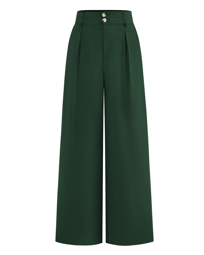 BTFBM Women Wide Leg Dress Pants 2025 High Waisted Button Pleated Business Casual Trousers Office Work Palazzo Pants - 7DAY'S