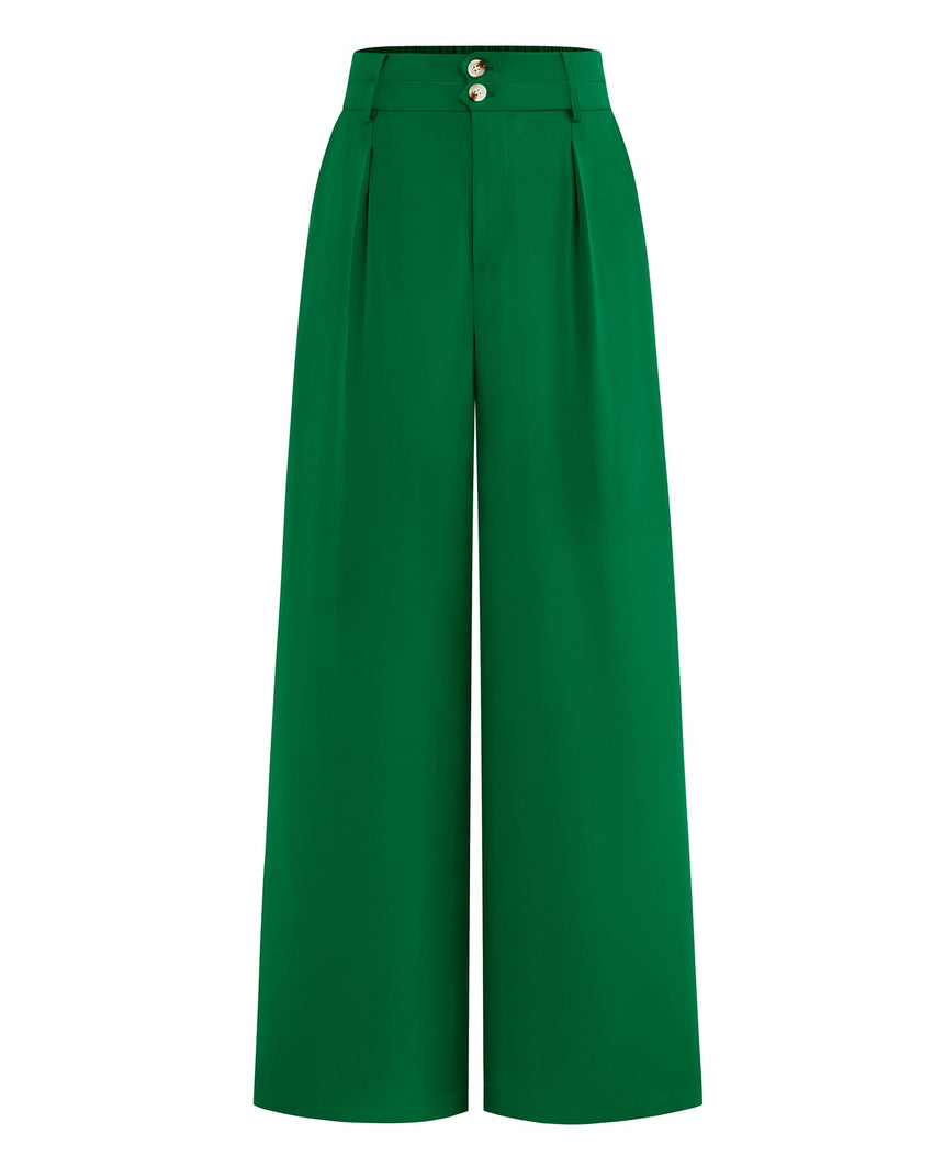 BTFBM Women Wide Leg Dress Pants 2025 High Waisted Button Pleated Business Casual Trousers Office Work Palazzo Pants - 7DAY'S