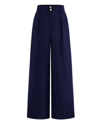 BTFBM Women Wide Leg Dress Pants 2025 High Waisted Button Pleated Business Casual Trousers Office Work Palazzo Pants - 7DAY'S