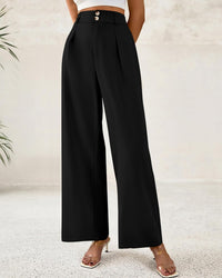 BTFBM Women Wide Leg Dress Pants 2025 High Waisted Button Pleated Business Casual Trousers Office Work Palazzo Pants - 7DAY'S