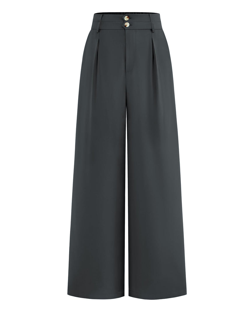 BTFBM Women Wide Leg Dress Pants 2025 High Waisted Button Pleated Business Casual Trousers Office Work Palazzo Pants - 7DAY'S