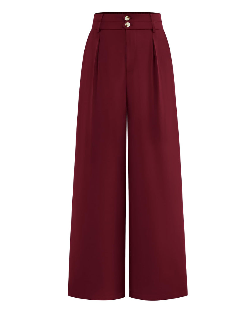 BTFBM Women Wide Leg Dress Pants 2025 High Waisted Button Pleated Business Casual Trousers Office Work Palazzo Pants - 7DAY'S