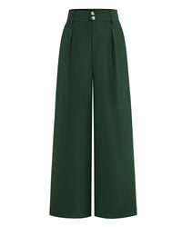 BTFBM Women Wide Leg Dress Pants 2025 High Waisted Button Pleated Business Casual Trousers Office Work Palazzo Pants - 7DAY'S