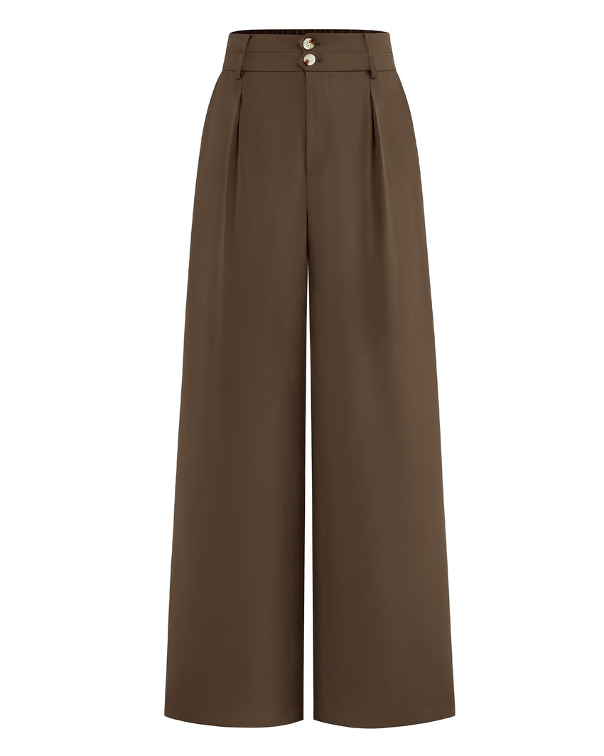 BTFBM Women Wide Leg Dress Pants 2025 High Waisted Button Pleated Business Casual Trousers Office Work Palazzo Pants - 7DAY'S