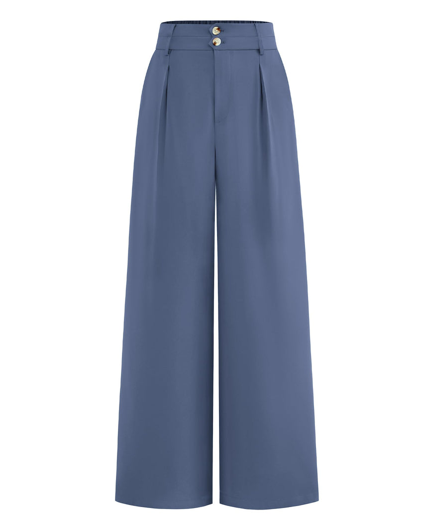 BTFBM Women Wide Leg Dress Pants 2025 High Waisted Button Pleated Business Casual Trousers Office Work Palazzo Pants - 7DAY'S