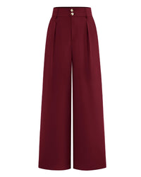BTFBM Women Wide Leg Dress Pants 2025 High Waisted Button Pleated Business Casual Trousers Office Work Palazzo Pants - 7DAY'S