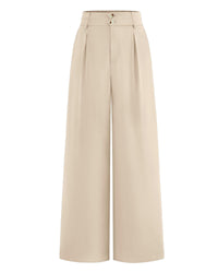 BTFBM Women Wide Leg Dress Pants 2025 High Waisted Button Pleated Business Casual Trousers Office Work Palazzo Pants - 7DAY'S