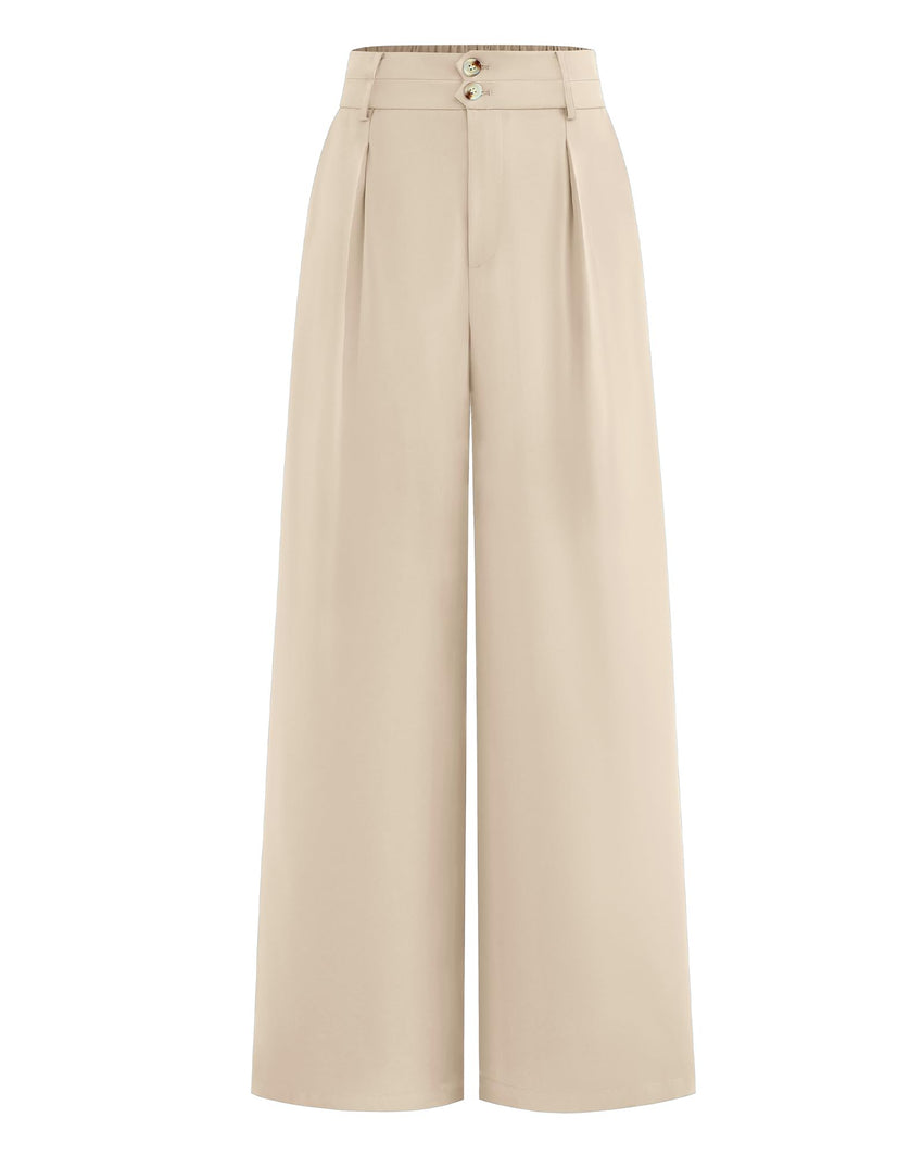 BTFBM Women Wide Leg Dress Pants 2025 High Waisted Button Pleated Business Casual Trousers Office Work Palazzo Pants - 7DAY'S