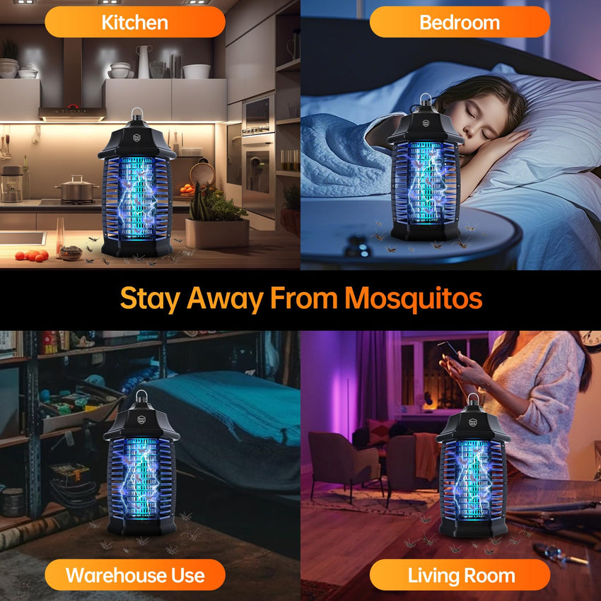 Bug Zapper Indoor, Fly Zappers Electric Mosquitoes Insect Gant Fruit Flies Moth Traps with 4200V for Home Living Room Bedroom Kitchen Backyard Patio Garage Office Camping - 7DAY'S