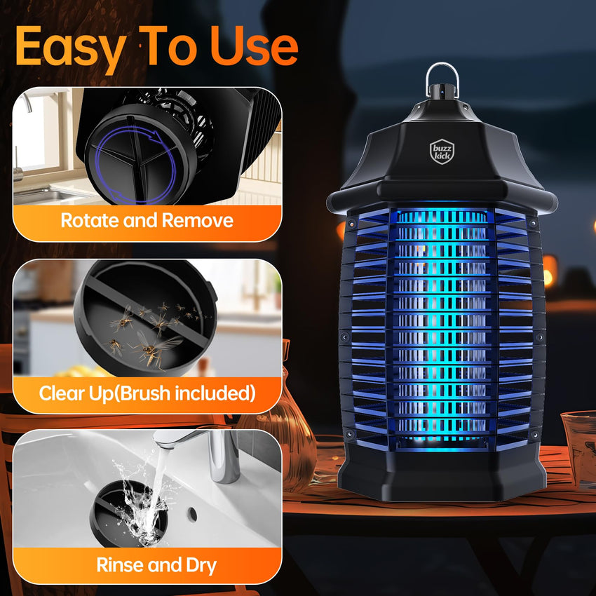 Bug Zapper Indoor, Fly Zappers Electric Mosquitoes Insect Gant Fruit Flies Moth Traps with 4200V for Home Living Room Bedroom Kitchen Backyard Patio Garage Office Camping - 7DAY'S