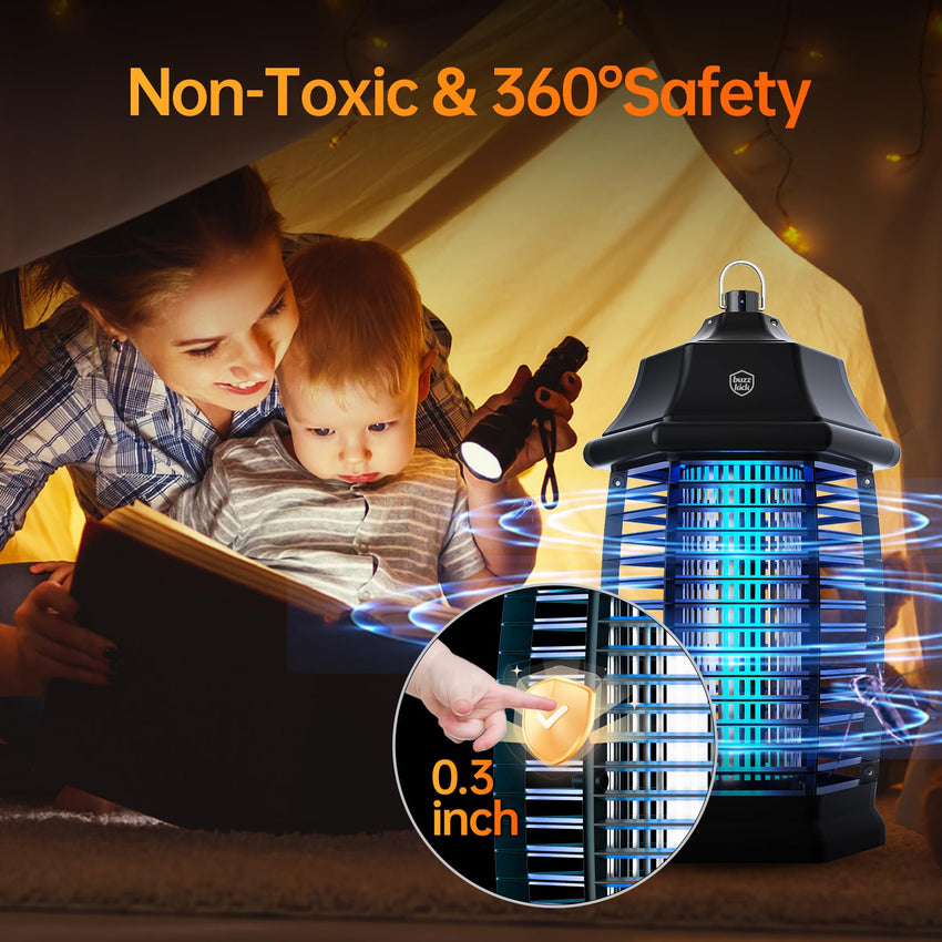 Bug Zapper Indoor, Fly Zappers Electric Mosquitoes Insect Gant Fruit Flies Moth Traps with 4200V for Home Living Room Bedroom Kitchen Backyard Patio Garage Office Camping - 7DAY'S