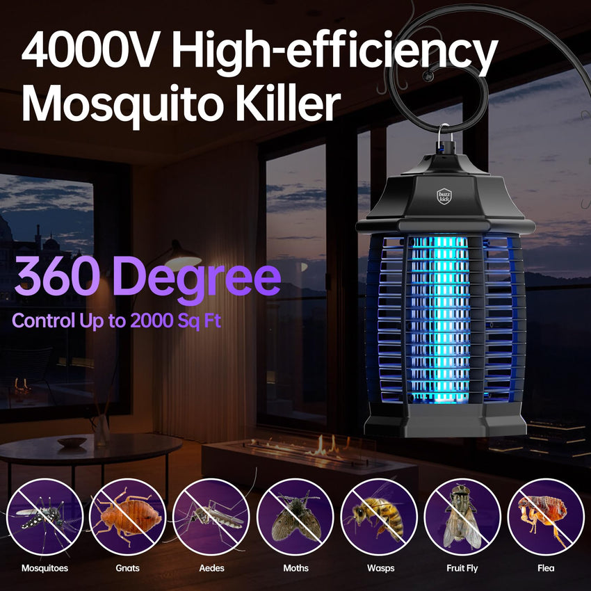 Bug Zapper Indoor, Fly Zappers Electric Mosquitoes Insect Gant Fruit Flies Moth Traps with 4200V for Home Living Room Bedroom Kitchen Backyard Patio Garage Office Camping - 7DAY'S