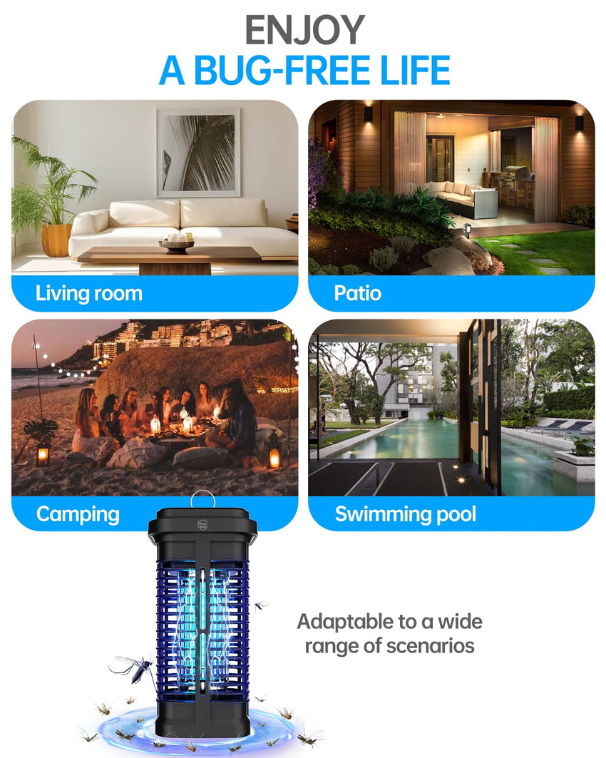 Bug Zapper Indoor, Fly Zappers Electric Mosquitoes Insect Gant Fruit Flies Moth Traps with 4200V for Home Living Room Bedroom Kitchen Backyard Patio Garage Office Camping - 7DAY'S