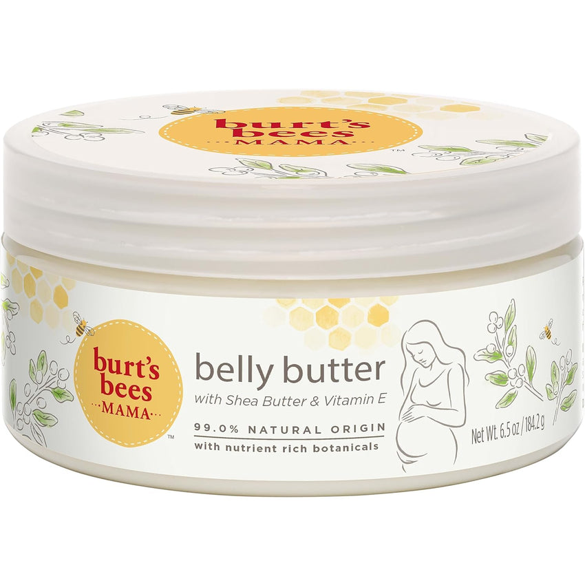 Burt's Bees Mama Belly Butter Stretch Mark Cream for Pregnancy Massages Body & Reduces Scar Appearance, Prenatal & Postnatal Tummy Skin Care, Shea Butter & Vitamin E Rich Formula, 6.5 Oz Tub - 7DAY'S