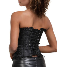 Bustier Corset Tops for Women Overbust Lace Up Date Night Outfit Strapless Steel Boned Going Out Holiday Party Rave Valentine Tank Tops - 7DAY'S