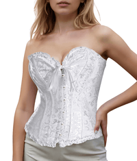 Bustier Corset Tops for Women Overbust Lace Up Date Night Outfit Strapless Steel Boned Going Out Holiday Party Rave Valentine Tank Tops - 7DAY'S