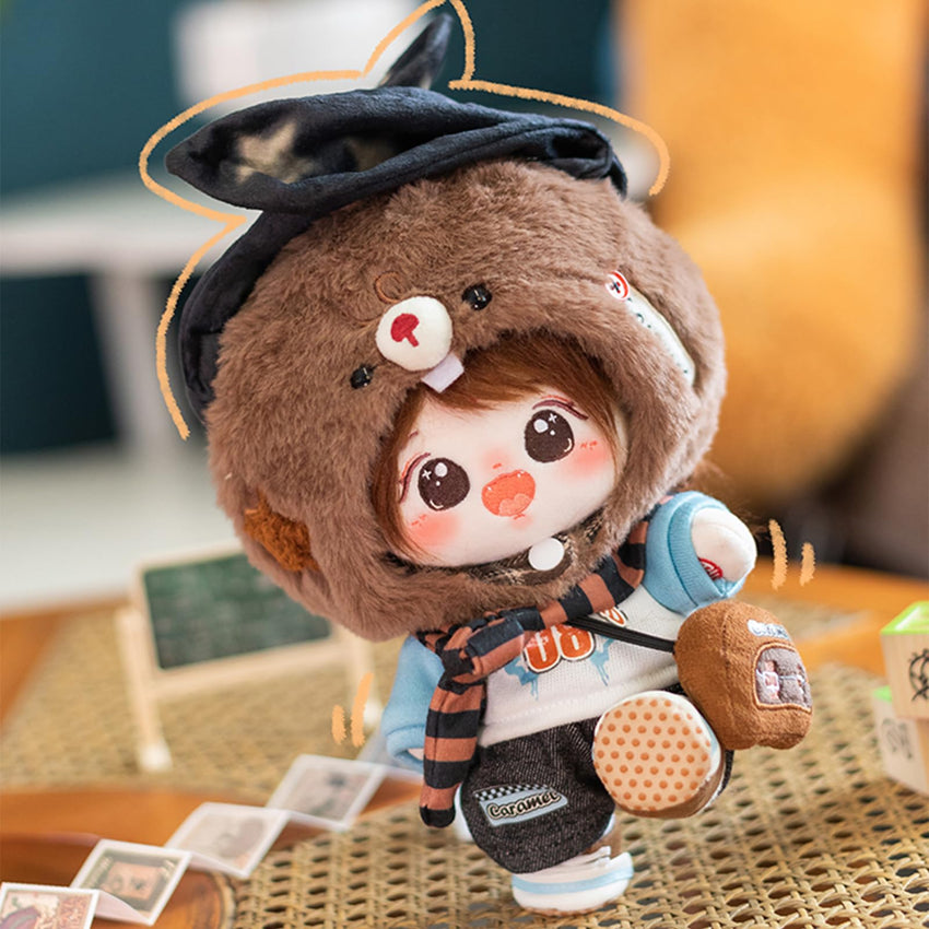 CALEMBOU 20cm Plush Doll, Cute Soft Stuffed Dress up Doll with Skeleton, Kawaii Plush Toys for Birthday with Clothes (Amiao + Working Lamb Set) - 7DAY'S