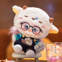 CALEMBOU 20cm Plush Doll, Cute Soft Stuffed Dress up Doll with Skeleton, Kawaii Plush Toys for Birthday with Clothes (Amiao + Working Lamb Set) - 7DAY'S