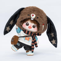 CALEMBOU 20cm Plush Doll, Cute Soft Stuffed Dress up Doll with Skeleton, Kawaii Plush Toys for Birthday with Clothes (Amiao + Working Lamb Set) - 7DAY'S