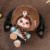 CALEMBOU 20cm Plush Doll, Cute Soft Stuffed Dress up Doll with Skeleton, Kawaii Plush Toys for Birthday with Clothes (Amiao + Working Lamb Set) - 7DAY'S