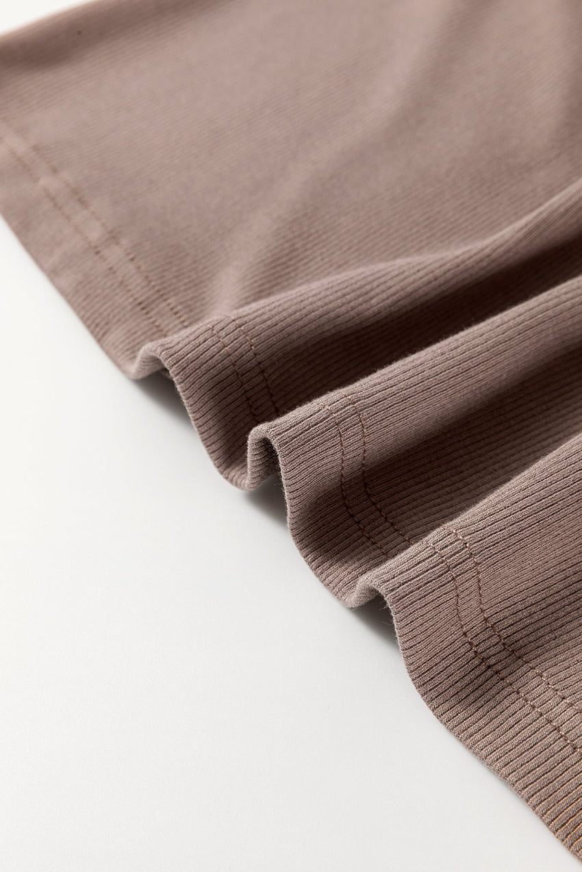 Carbon Grey Ribbed Knit Contrast Edge U Neck Slim Fit Tank Top - 7DAY'S