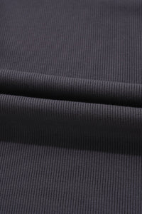 Carbon Grey Ribbed Knit Contrast Edge U Neck Slim Fit Tank Top - 7DAY'S