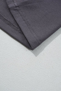 Carbon Grey Ribbed Knit Contrast Edge U Neck Slim Fit Tank Top - 7DAY'S