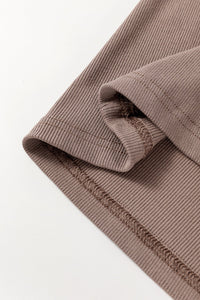 Carbon Grey Ribbed Knit Contrast Edge U Neck Slim Fit Tank Top - 7DAY'S