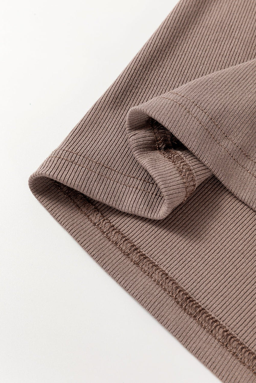 Carbon Grey Ribbed Knit Contrast Edge U Neck Slim Fit Tank Top - 7DAY'S