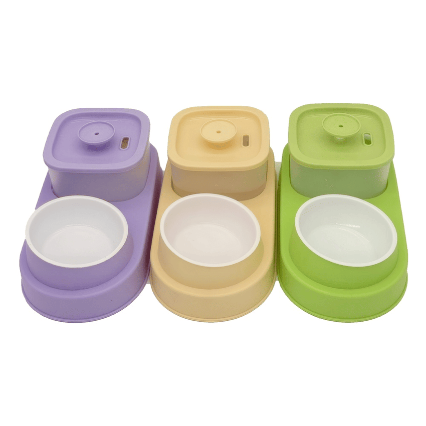 Cat Water Dispenser and Feeding Bowl 2 - in - 1, Dry and wet separation automatic water dispenser Sturdy cat feeding bowl Cat and dog feeding supplies easy to clean flow design Christmas gift - 7DAY'S