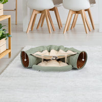 Cat's Telescopic Tunnel Cushioned Bed Pet Nest Teasing Balls Zipper Connection Feline Supplies, Bright Green XH - 7DAY'S