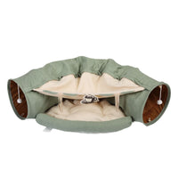 Cat's Telescopic Tunnel Cushioned Bed Pet Nest Teasing Balls Zipper Connection Feline Supplies, Bright Green XH - 7DAY'S