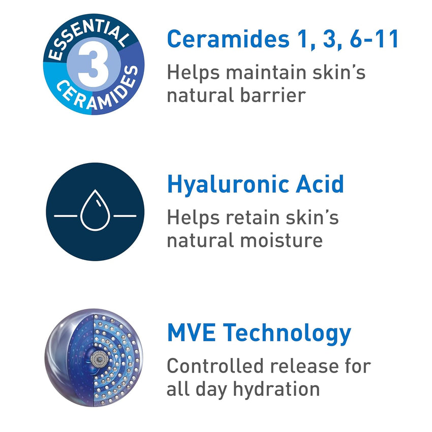 CeraVe Daily Moisturizing Lotion for Dry Skin, Body Lotion & Face Moisturizer with Hyaluronic Acid and Ceramides, Daily Moisturizer, Fragrance Free, Oil - Free, 19 Ounce - 7DAY'S