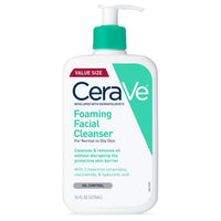 CeraVe Foaming Facial Cleanser, Daily Face Wash for Oily Skin, Hyaluronic Acid + Ceramides + Niacinamide, Fragrance Free & Paraben Free, Non - Drying Oil Control Face Wash, 16 Fluid Ounces - 7DAY'S