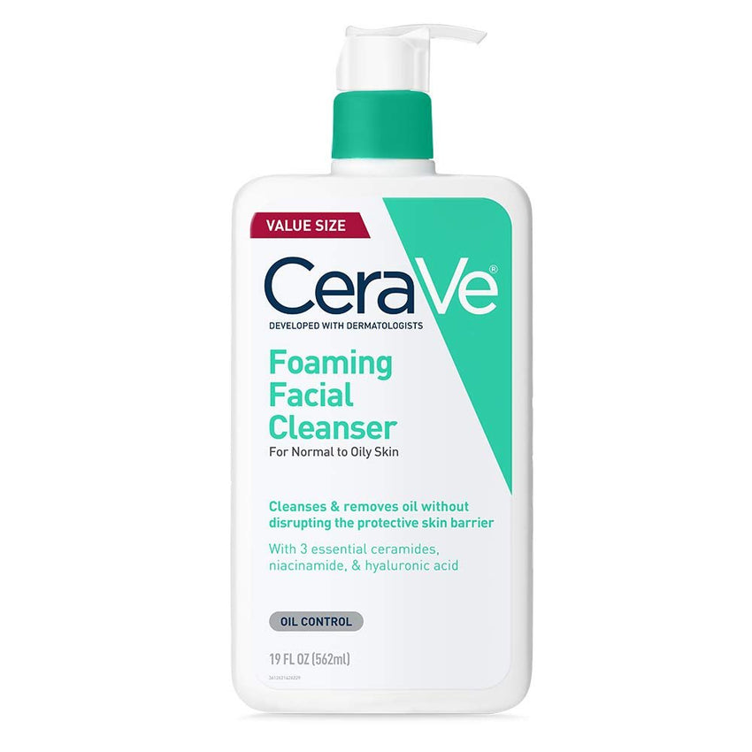 CeraVe Foaming Facial Cleanser, Daily Face Wash for Oily Skin, Hyaluronic Acid + Ceramides + Niacinamide, Fragrance Free & Paraben Free, Non - Drying Oil Control Face Wash, 16 Fluid Ounces - 7DAY'S