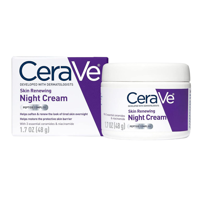 CeraVe Skin Renewing Night Cream, Niacinamide, Peptide Complex, and Hyaluronic Acid Moisturizer for Face, 1.7 Ounce, Packaging may Vary - 7DAY'S