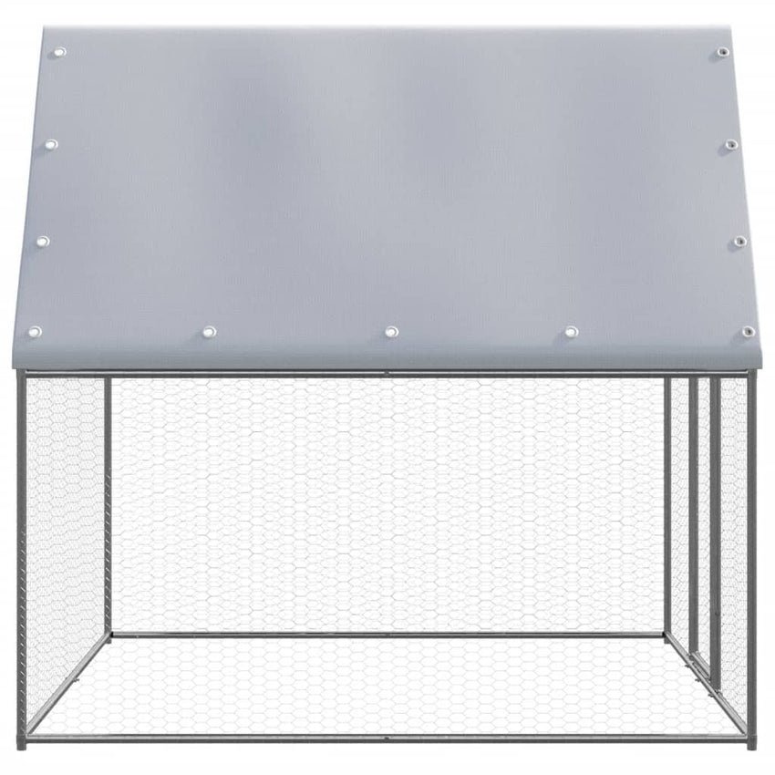 Chicken Cage Silver and Gray 6.6'x6.6'x6.6' Galvanized Steel - 7DAY'S