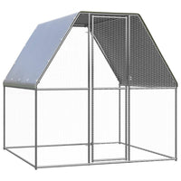 Chicken Cage Silver and Gray 6.6'x6.6'x6.6' Galvanized Steel - 7DAY'S